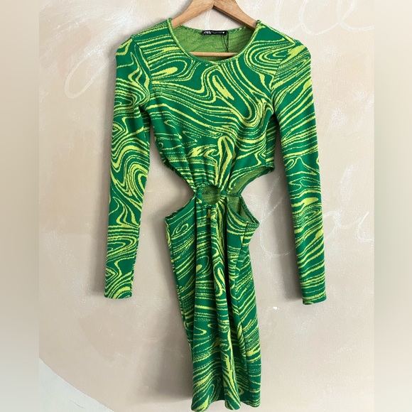 zara green sweater dress Zara Cross Waist Jersey Dress-Hunter Green, Ikat main image 0
